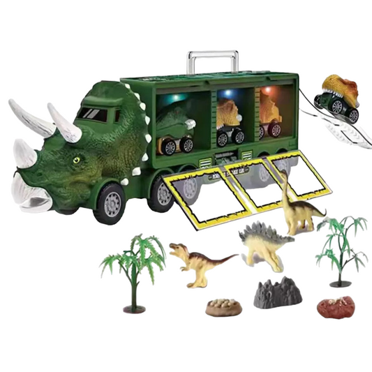 Camion Transportador Autitos de Dinosaurios Luces y Sonidos